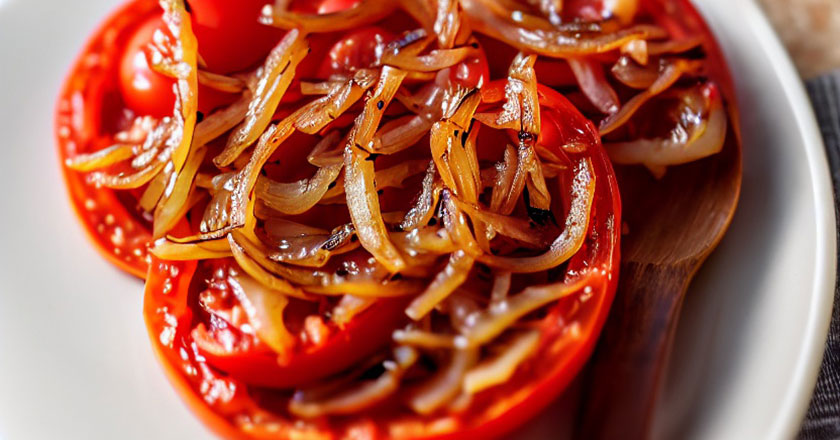 Cebolla confitada con tomates